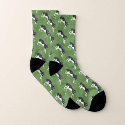 Black and White Overo Paint Horse Print Socks