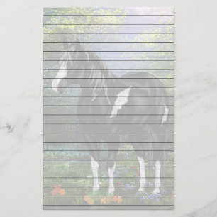 Black and White Overo Paint Horse Print Stationery