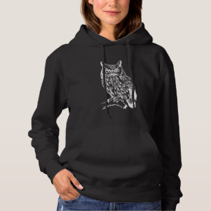 Black and White Owl Art Hoodie