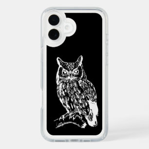 Black and White Owl Art iPhone 16 Plus Case