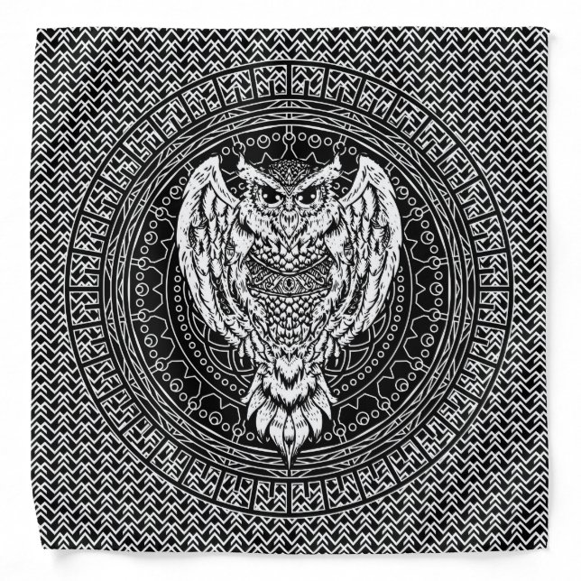 Black and White Owl Bandana (Front)
