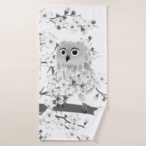 Black and White Owl Bath Towel