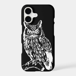 Black and White Owl Design iPhone 17 Case