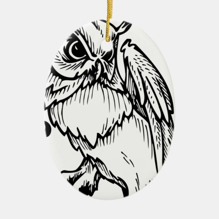 Black and white owl design christmas ornaments