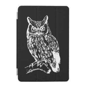 Black and White Owl Design iPad Mini Cover