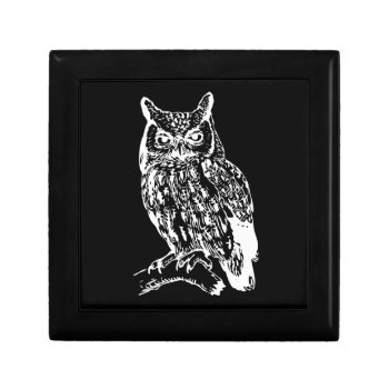 Black And White Owl Design Jewelry Box by LouiseBDesigns at Zazzle