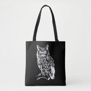 Black and White Owl Design Tote Bag