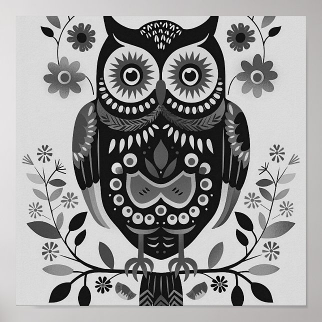 Black and white Owl Poster (Front)