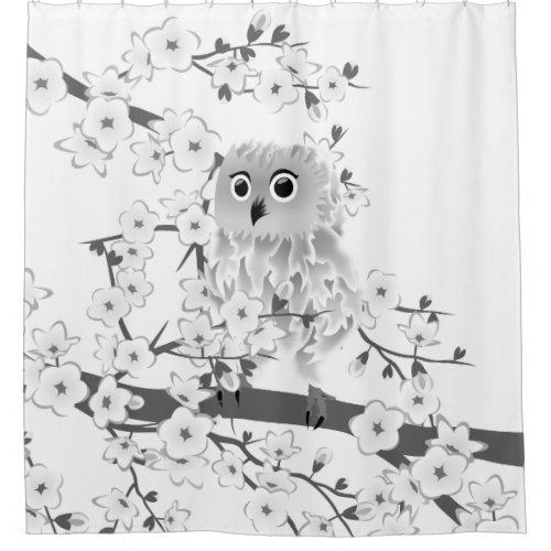 Black and White Owl Shower Curtain