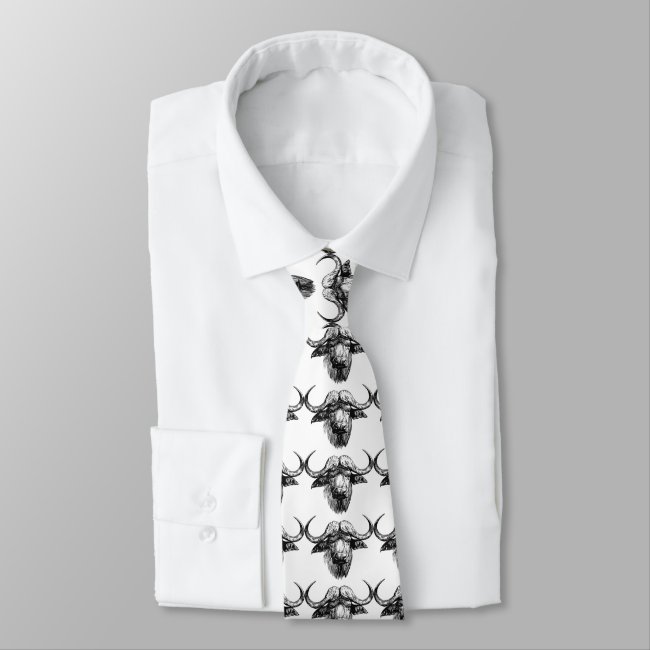 Black and White Ox Pattern Necktie