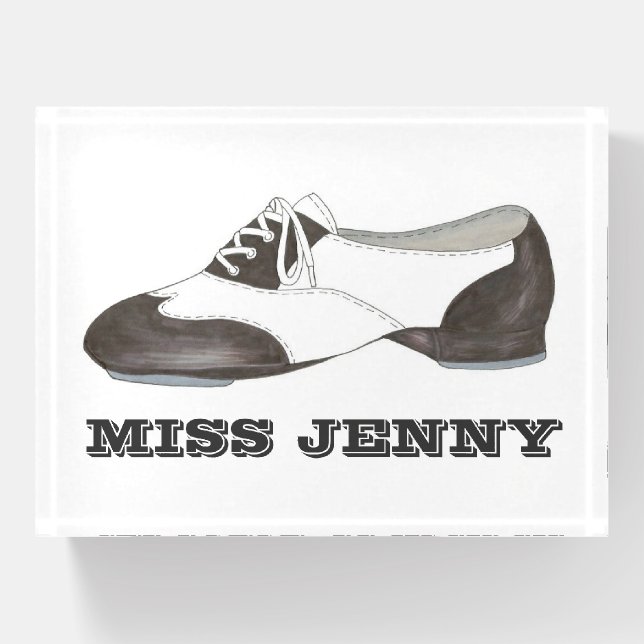 Black and White Oxford Tap Dance Shoe Tapdancer Paperweight (Front)