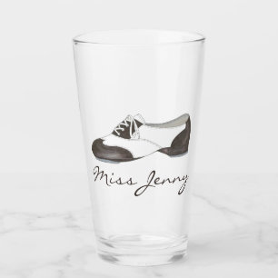 Black and White Oxford Tap Dance Shoe Teacher Glass
