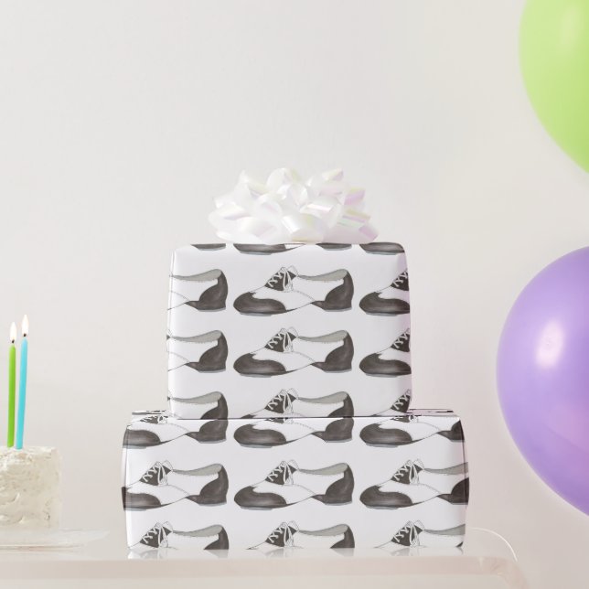 Black-and-White Oxford Tap Shoe Dance Gift Wrap (Party Gifts)