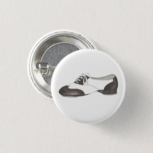 Black-and-White Oxford Tap Shoe Dance Teacher Button (Front & Back)