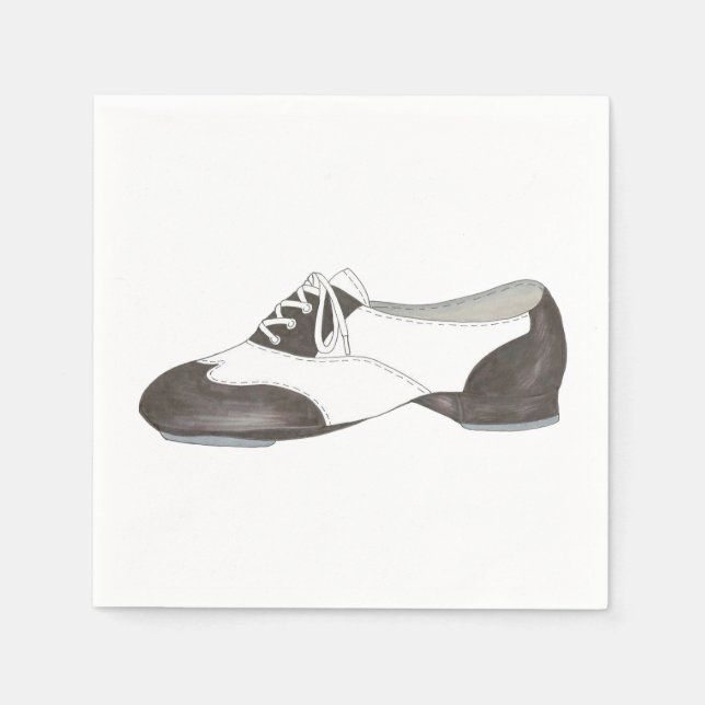 Black-and-White Oxford Tap Shoe Dance Teacher Napkins (Front)