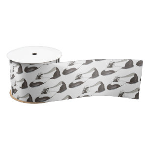 Black-and-White Oxford Tap Shoe Dance Teacher Satin Ribbon