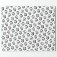 Custom Flat Wrapping Paper for Christmas - Christmas Mistletoe Leaf, Black  & White