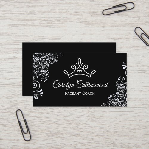 Black and White Pageant Coach Business Card