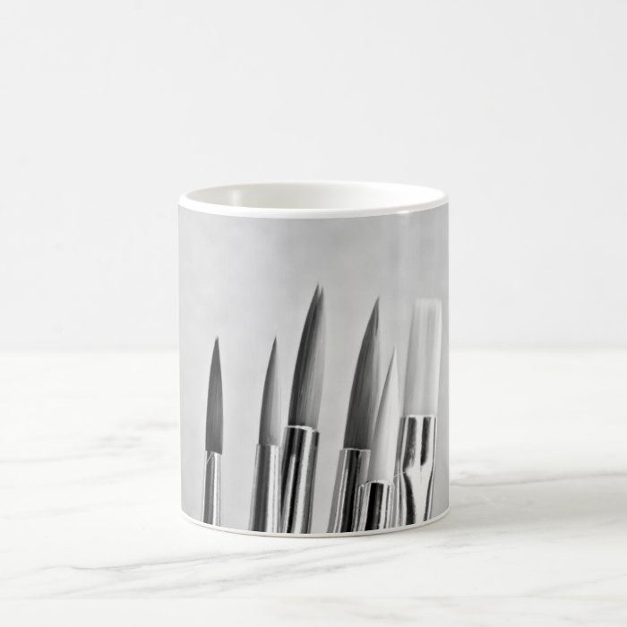 Black and white paint brushes design mugs
