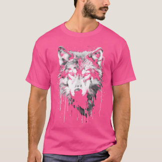 Black And White Paint Dripping Wolf Tee