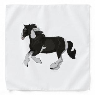 Black and White Paint Pinto Gypsy Vanner Horse Bandana