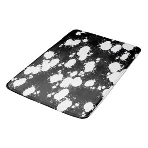 Black and White Paint Splatter Bath Mat