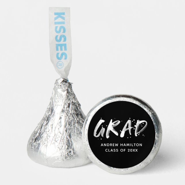 Black and White Paint Splatter Graduation Hershey®'s Kisses® (Front)