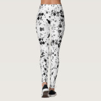 Splatting the Orange Capri Leggings Splatter Paint Leggings Black