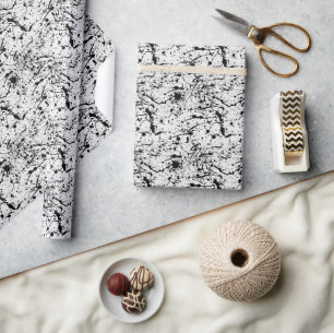 Black and White Paint Splatter  Wrapping Paper