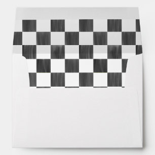Black and White Painted Checkerboard Patterned Envelope