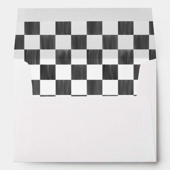 Black and White Painted Checkerboard Patterned Envelope (Back (Bottom))