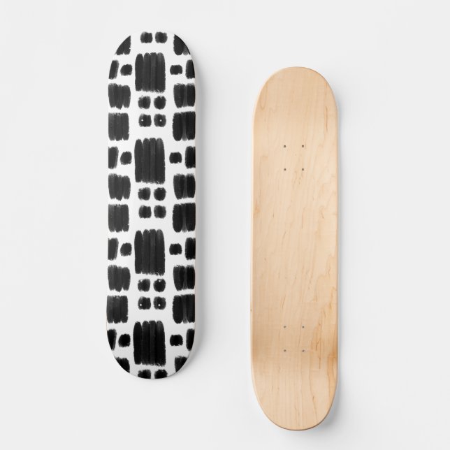 Black and White painted shapes Skateboard (Front)