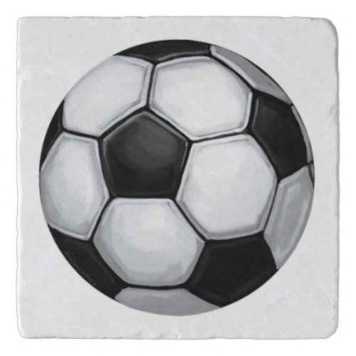Black and White Painted Soccer Ball Trivet