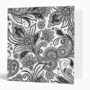 Black and white paislely  3 ring binder
