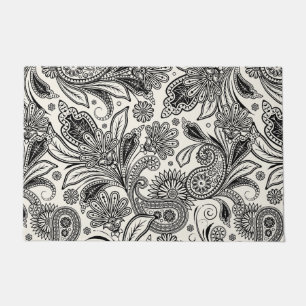 Black and white paislely doormat