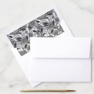 Black and white paislely  envelope liner