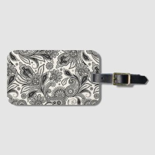 Black and white paislely  luggage tag