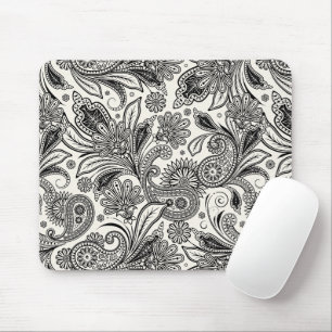 Black and white paislely mouse pad
