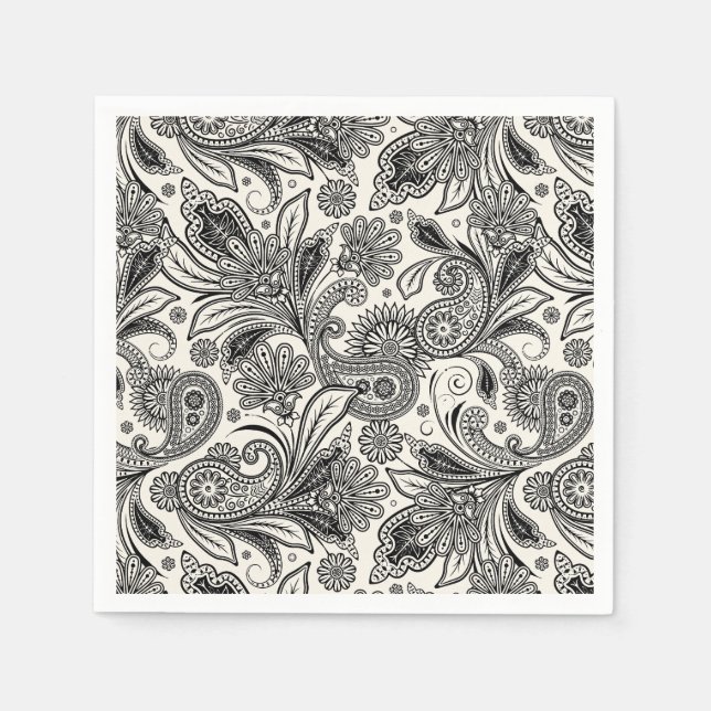 Black and white paislely  napkins (Front)