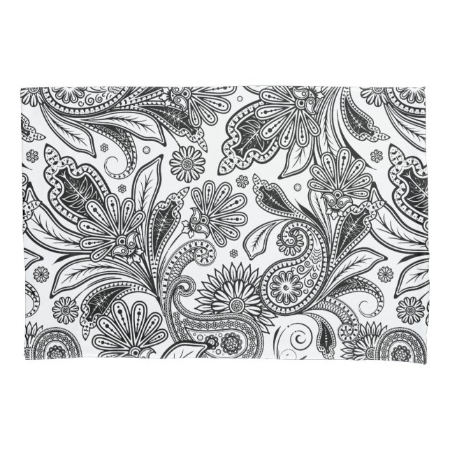 Black and white paislely  pillow case (Front)
