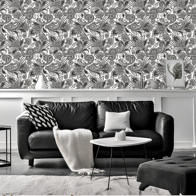 Black and white paislely  wallpaper  (Creator Uploaded)