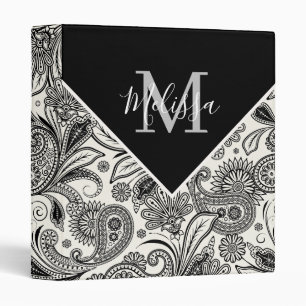 Black and white paisley    3 ring binder