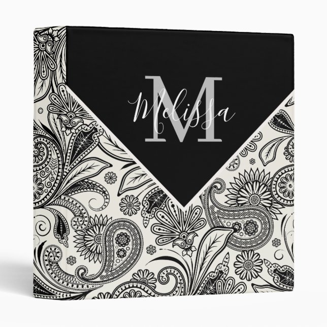 Black and white paisley    3 ring binder (Front/Spine)