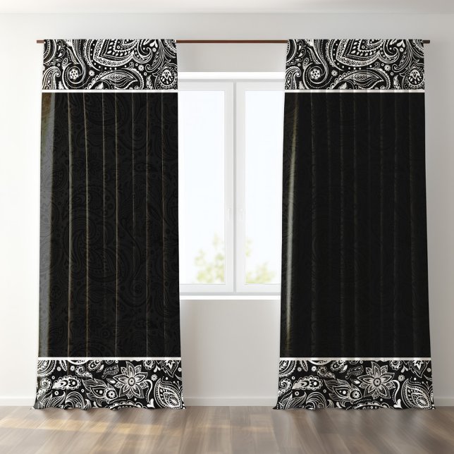 Black and White Paisley Accent Blackout Curtains (Creator Uploaded)