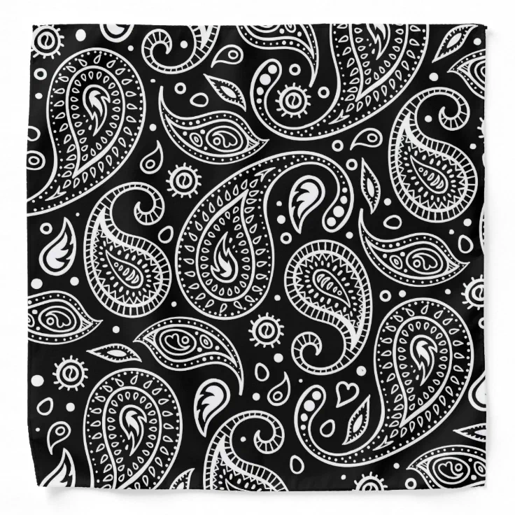 Black and white paisley bandana | Zazzle