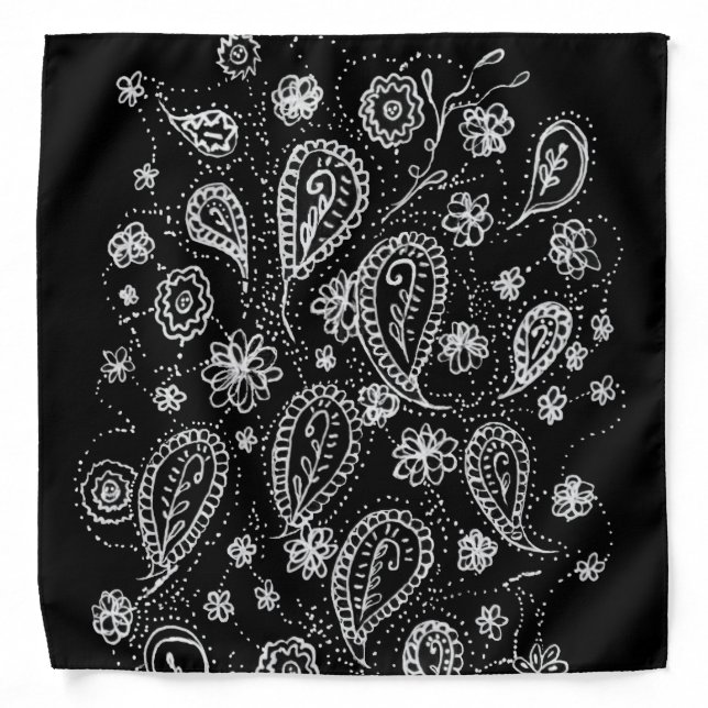 Black and White Paisley Bandana (Front)
