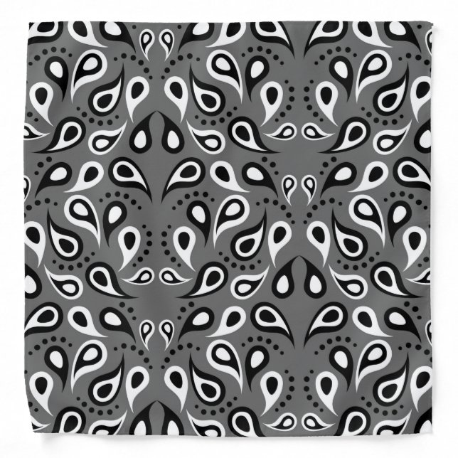 Black and White Paisley Bandana (Front)