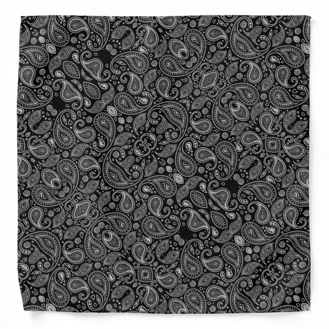 Black And White Paisley Bandana (Front)