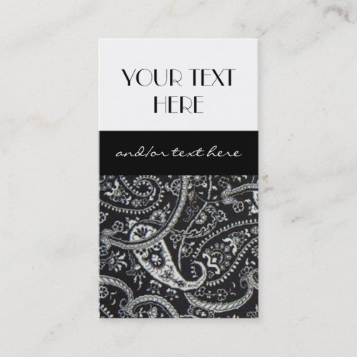 Black and White Paisley Business Card Template