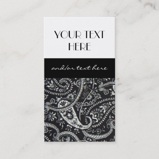 Customizable Black and White Paisley Business Card Template